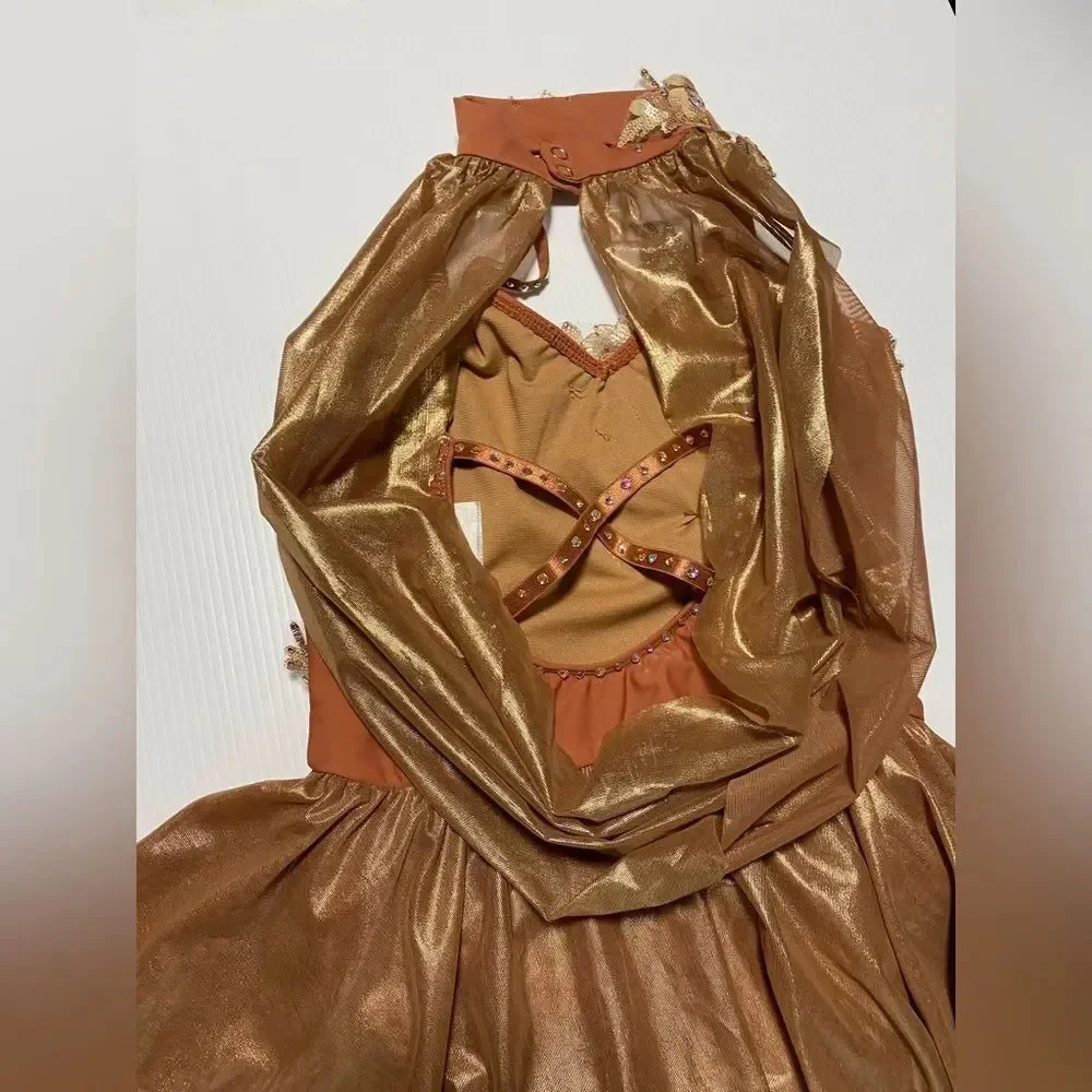 Revolution Tenth House solo lyrical Dance costume orange copper LC child